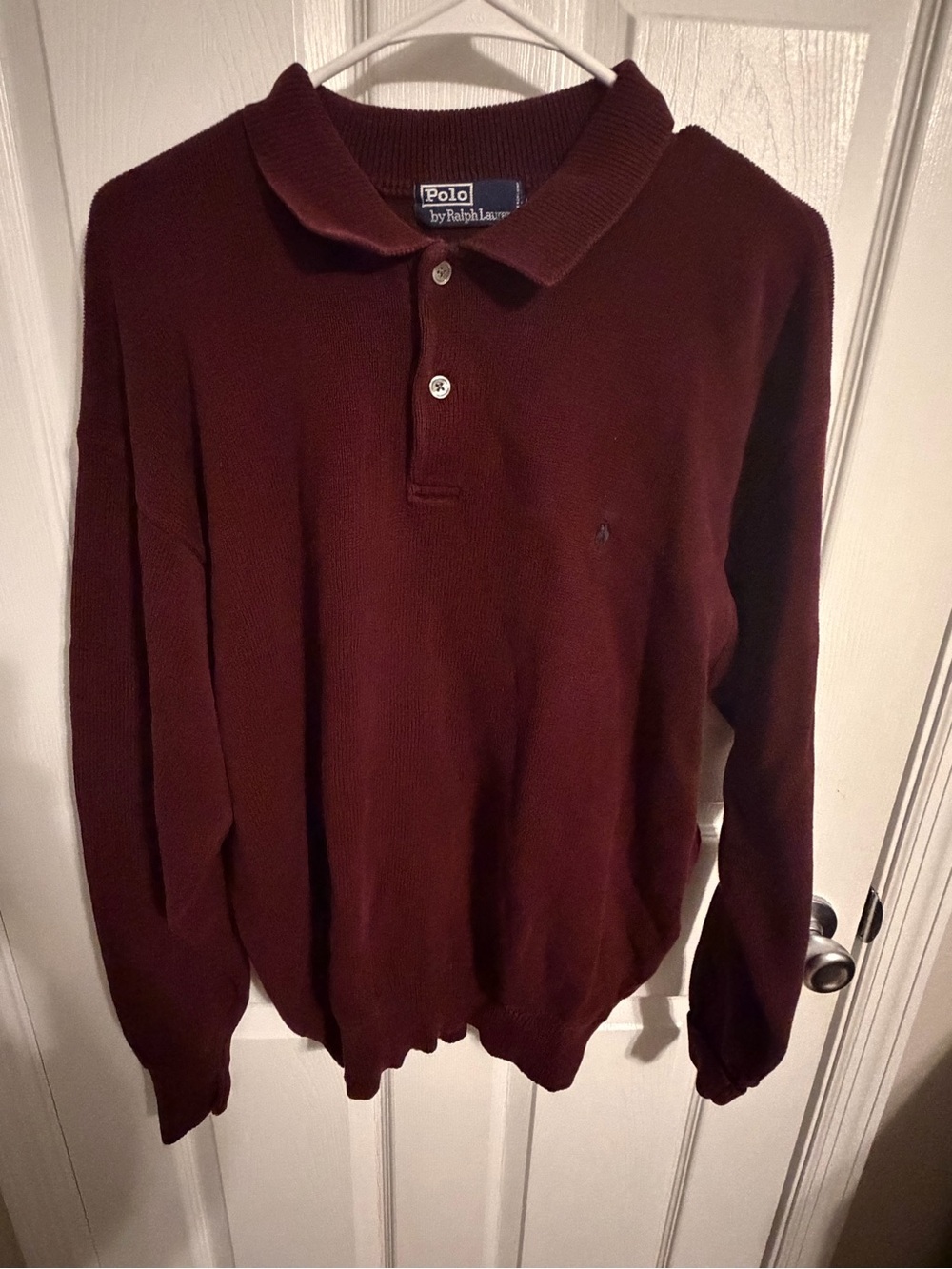 Polo by Ralph Lauren Men's Burgundy Long-Sleeve Polo Sweater